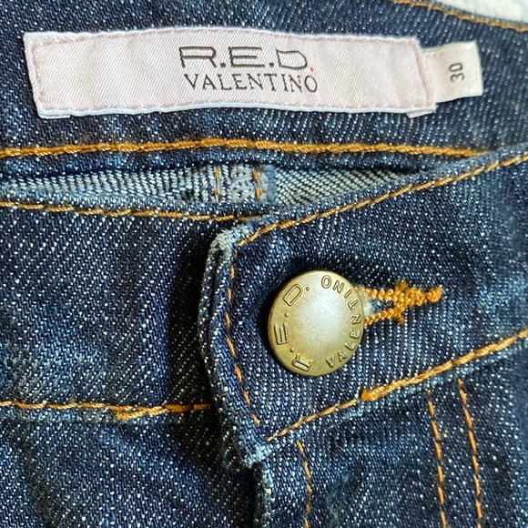 Red Valentino Crystal Encrusted V Logo Signature Jeans Never Used - Picture 8 of 16